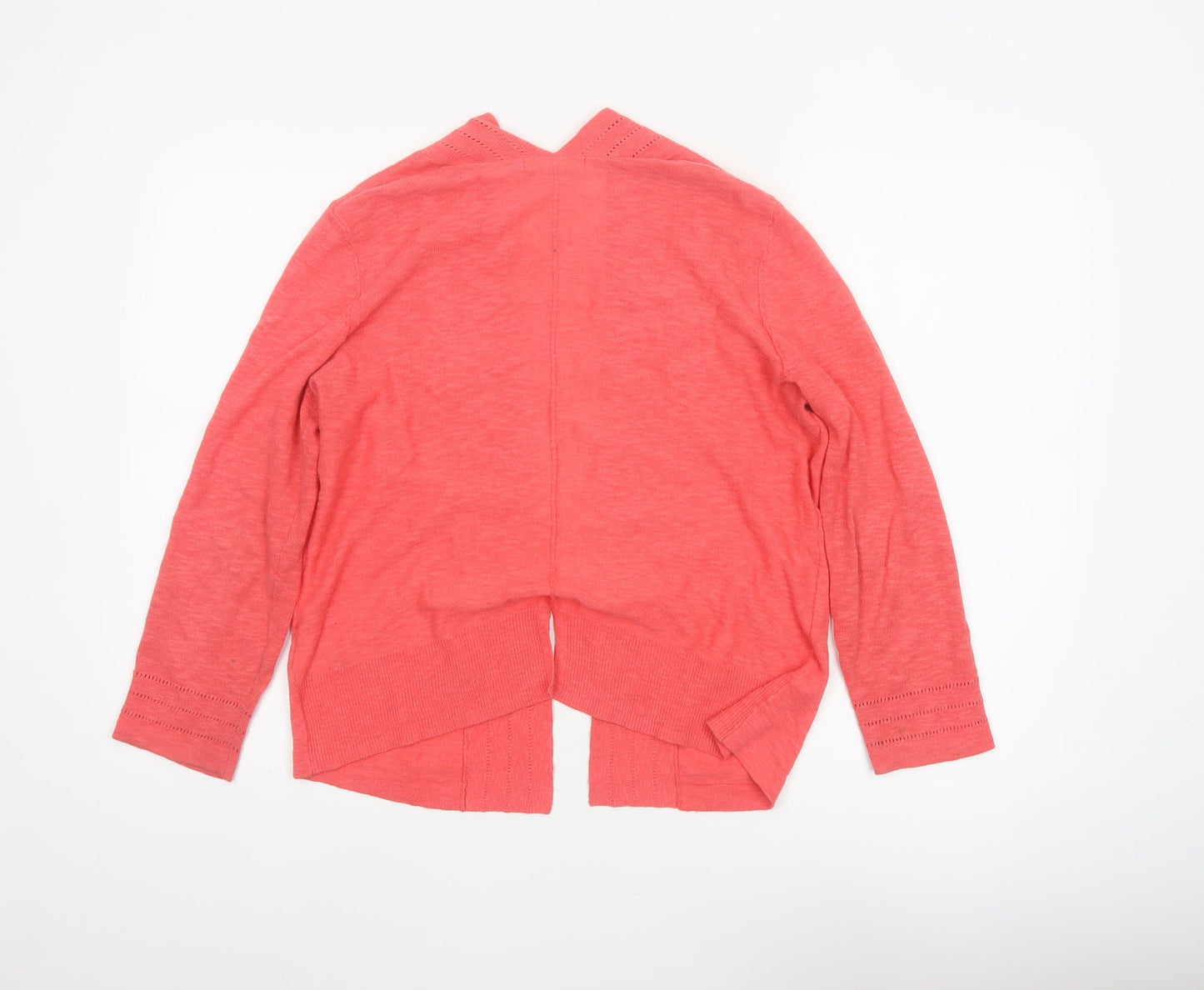 White Stuff Women Pink UK 10 Open Knit Long Sleeve Cardigan