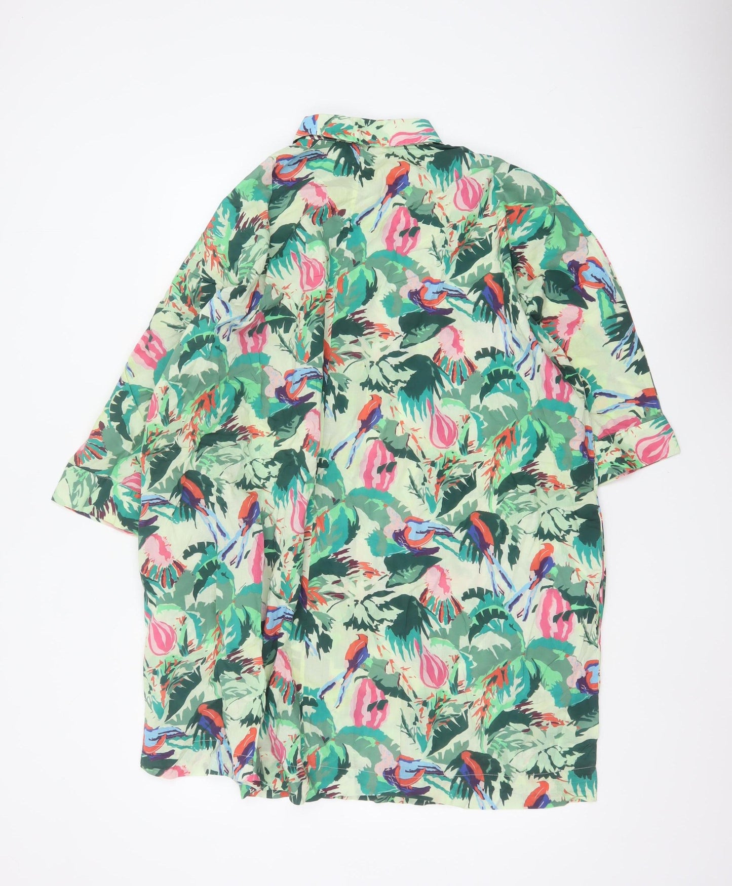 & Other Stories Women Green Tropical Bird Floral Shirt UK 10