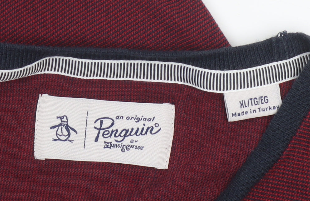 Original Penguin Men's Red XL Logo Crew Neck Cotton T-Shirt