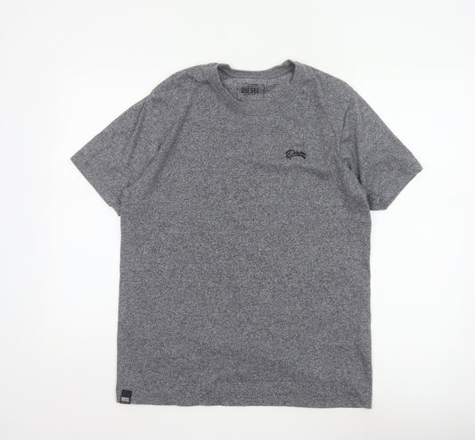 Diesel Men’s Grey Marl Logo Crew Neck Short Sleeve T-Shirt L