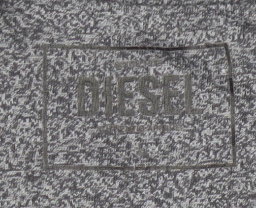 Diesel Men’s Grey Marl Logo Crew Neck Short Sleeve T-Shirt L