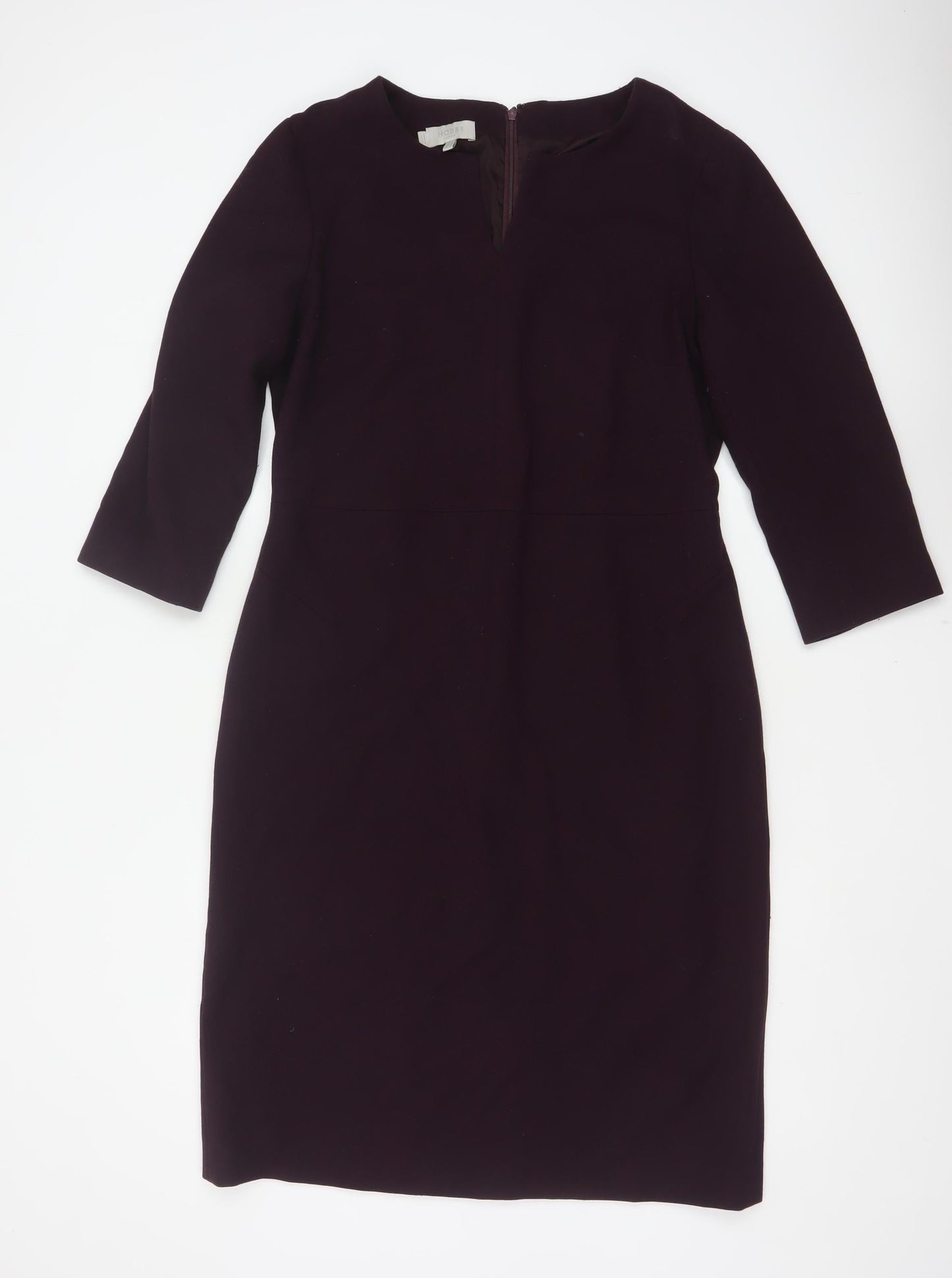 Hobbs Women Purple UK 14 Pencil Dress Long Sleeve Workwear