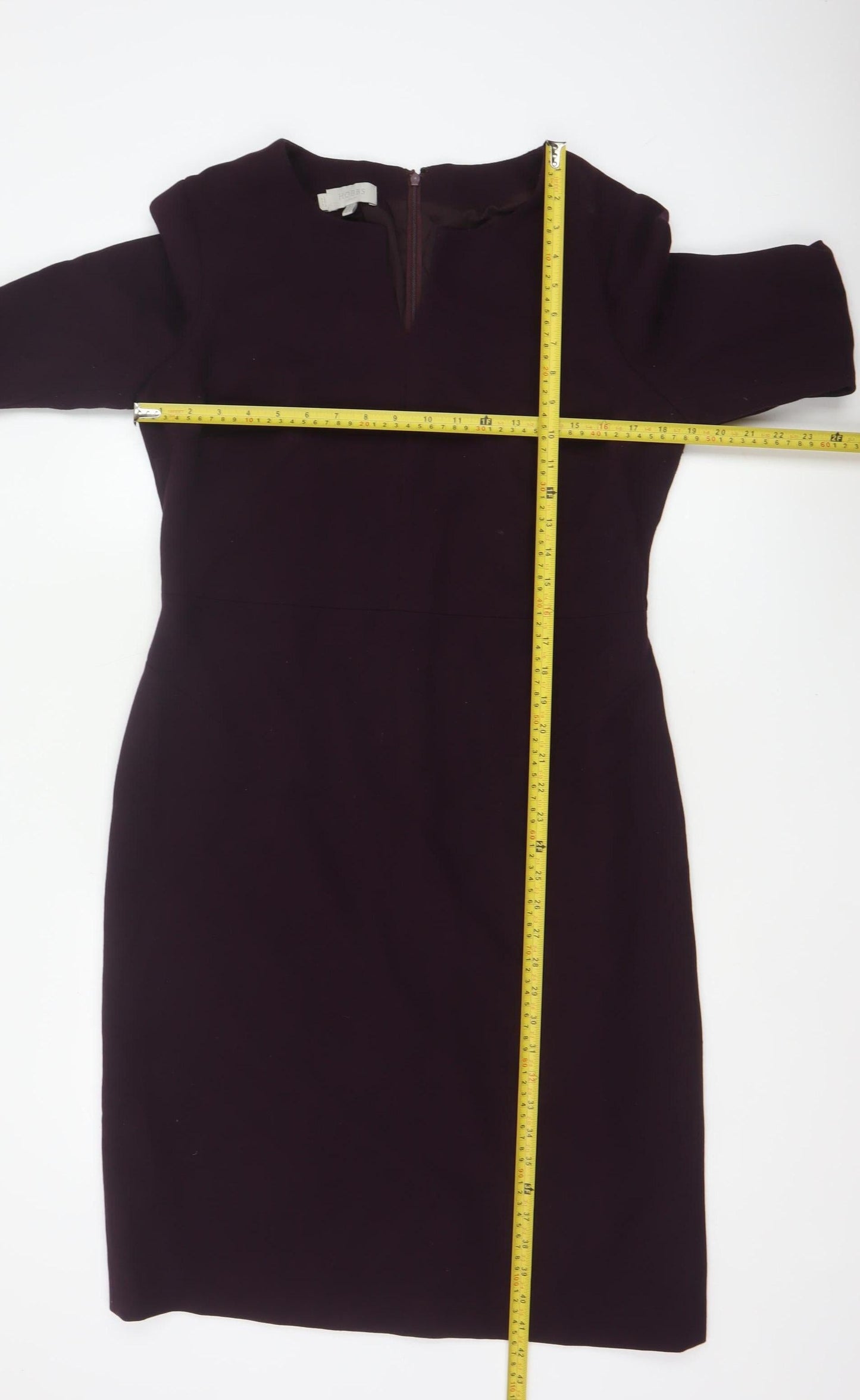 Hobbs Women Purple UK 14 Pencil Dress Long Sleeve Workwear