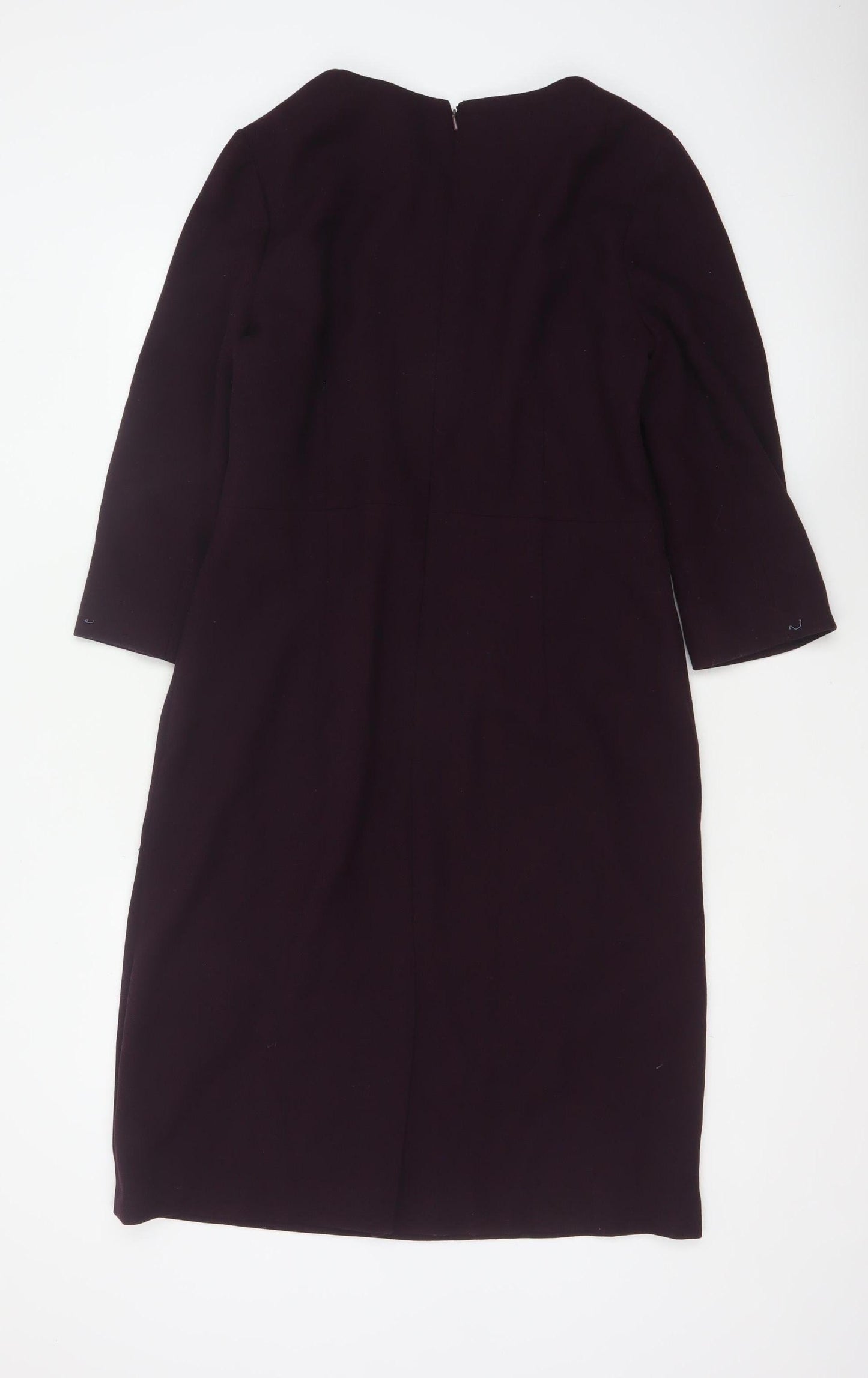 Hobbs Women Purple UK 14 Pencil Dress Long Sleeve Workwear