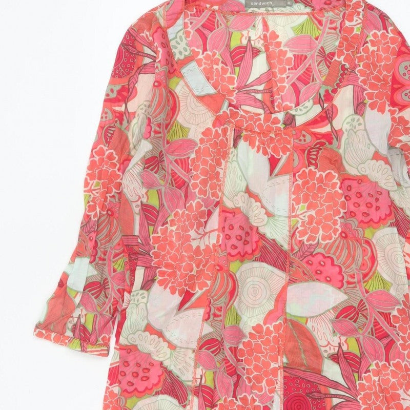 Sandwich Women’s Multicoloured Floral Kimono Blouse UK 10 Sheer Tie