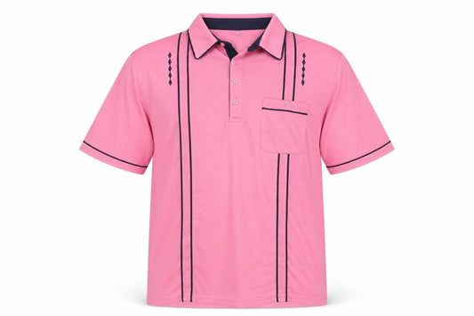 Chums Men's Pink 2XL Retro Contrast Trim Short Sleeve Polo Shirt