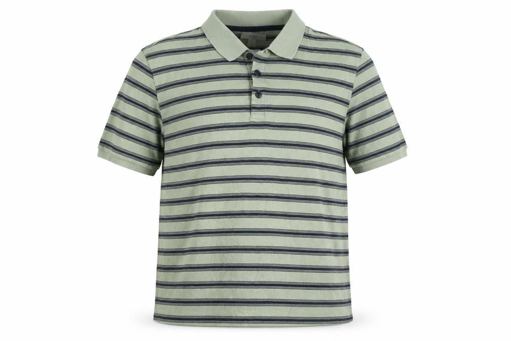 Marks & Spencer Mens Green Navy Striped Cotton Polo Shirt XL