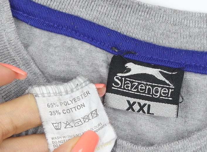 Slazenger Men’s Grey XXL Logo Crew Neck Short Sleeve T-Shirt