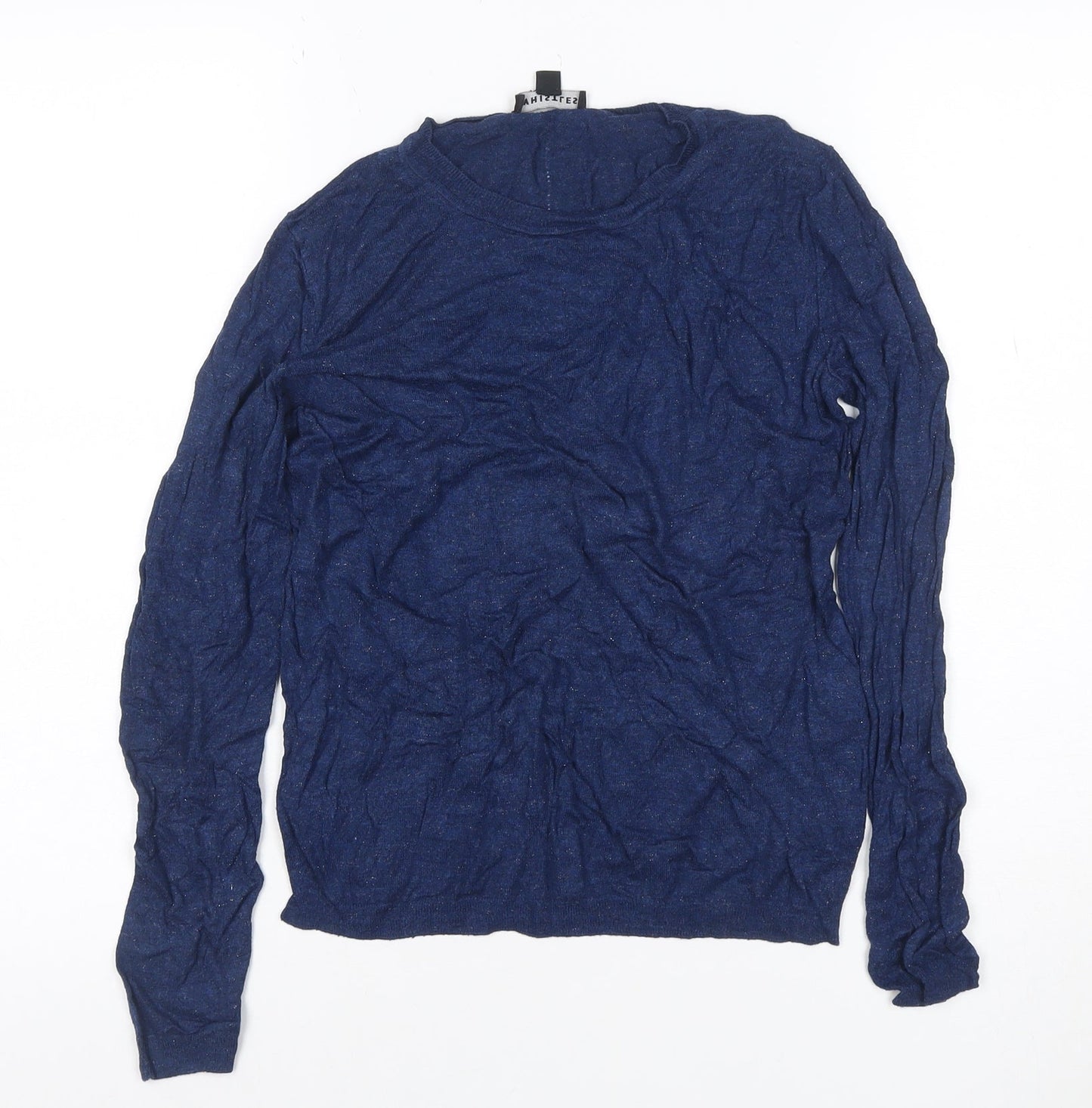 Whistles Women Blue UK 10 Alpaca Wool Crew Neck Long Sleeve Knit Top