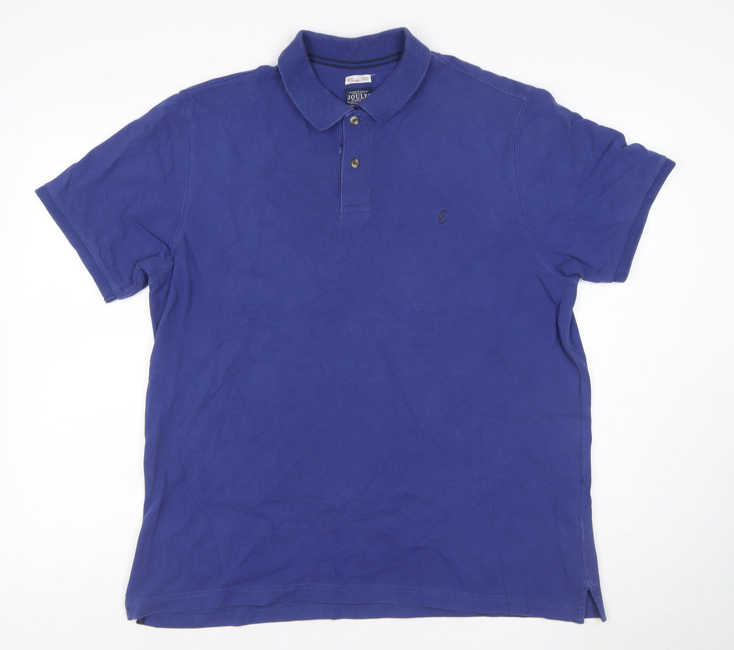Joules Men Blue XL Classic Fit Embroidered Logo Cotton Polo Shirt