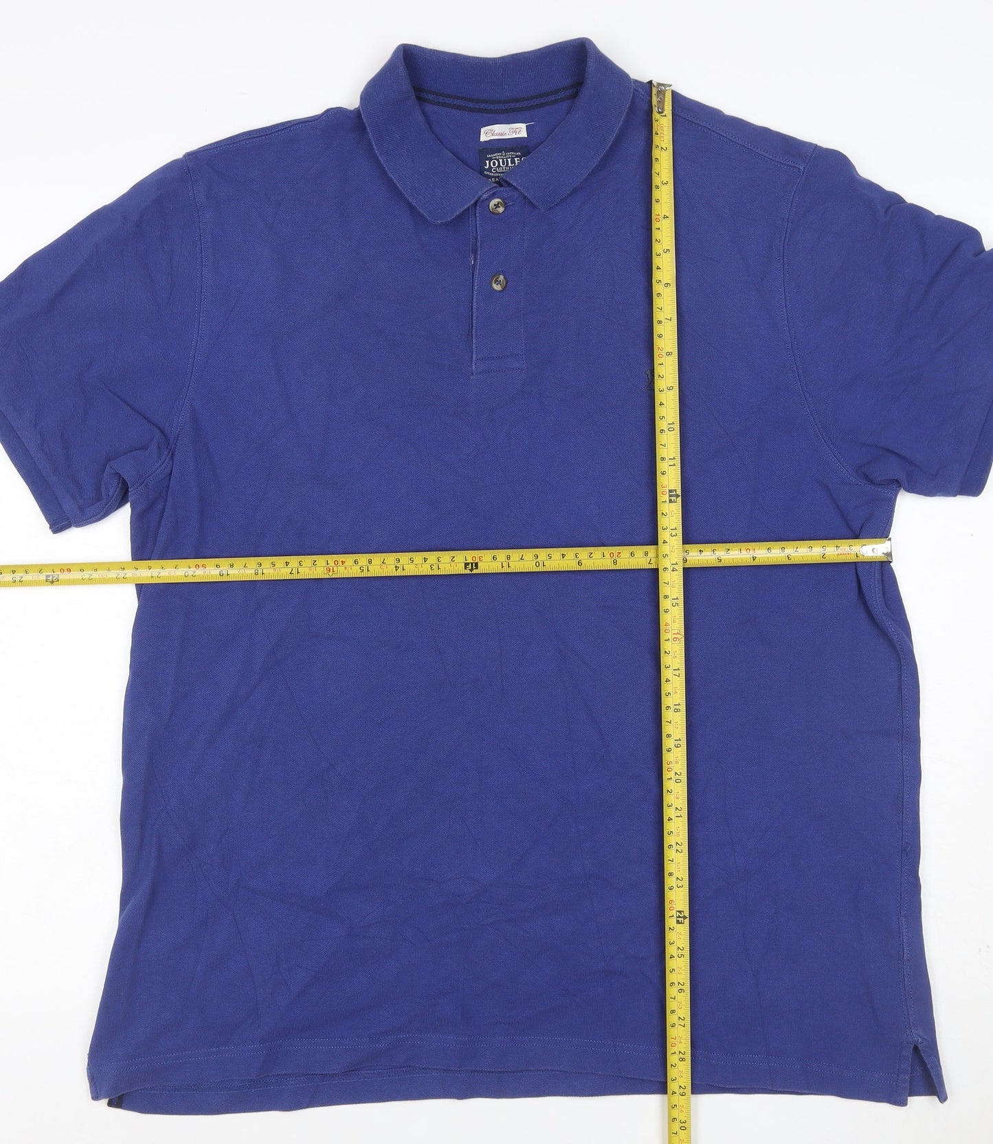 Joules Men Blue XL Classic Fit Embroidered Logo Cotton Polo Shirt