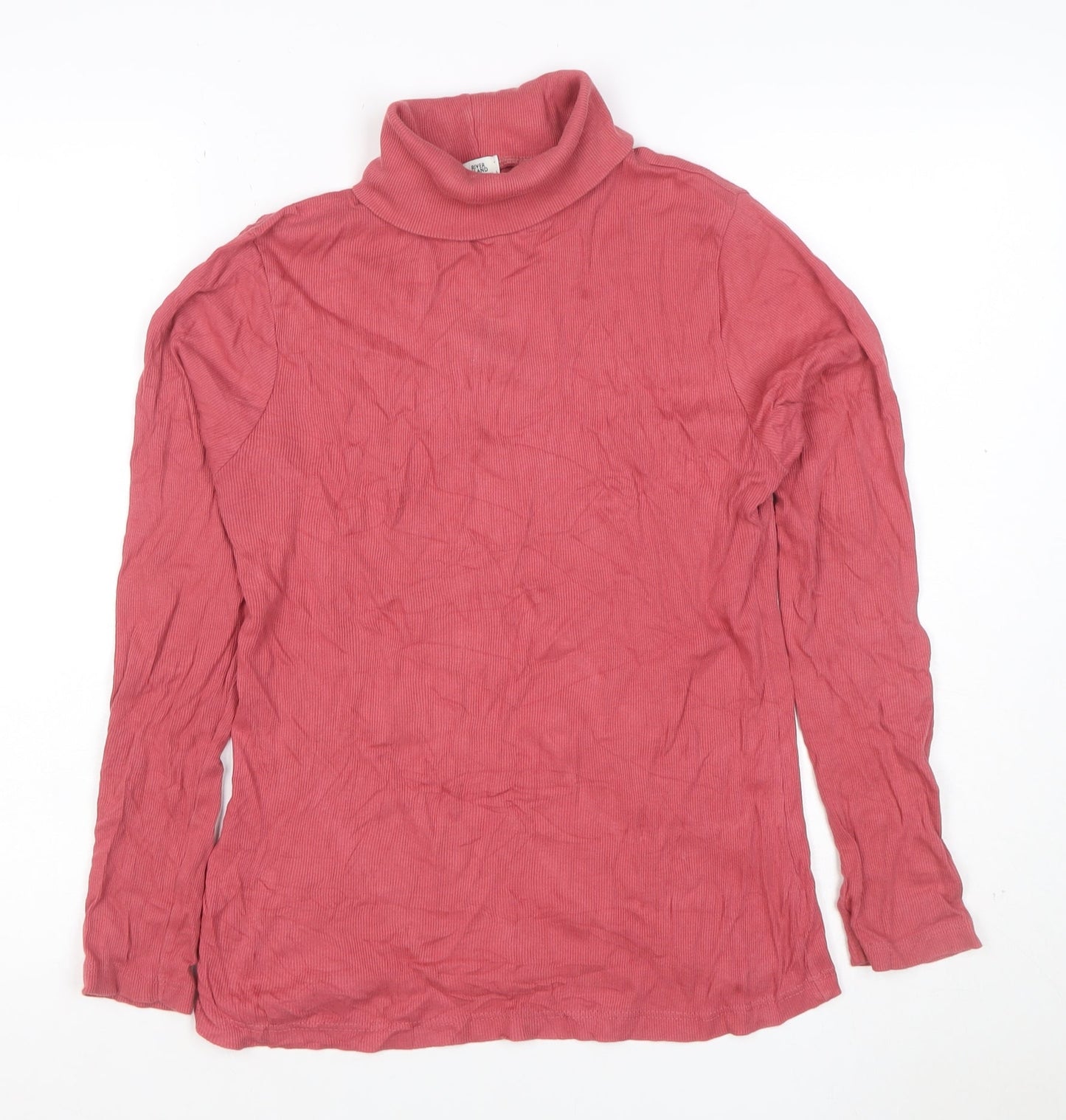 River Island Women Pink Size 12 Ribbed Roll Neck Jersey Top