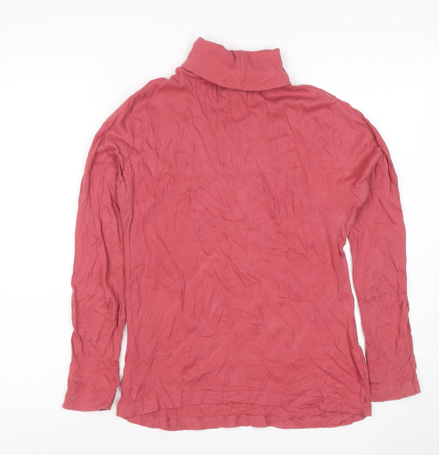 River Island Women Pink Size 12 Ribbed Roll Neck Jersey Top