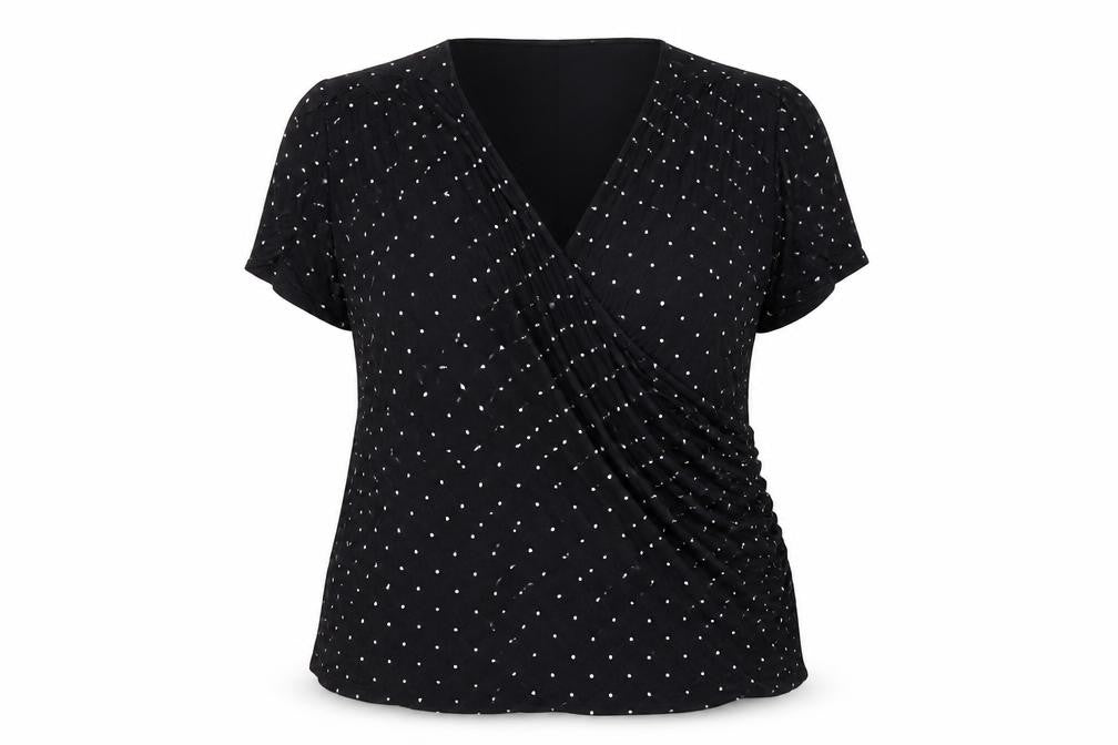 Crew Clothing Company Women Black Polka Dot Wrap Blouse Size 16