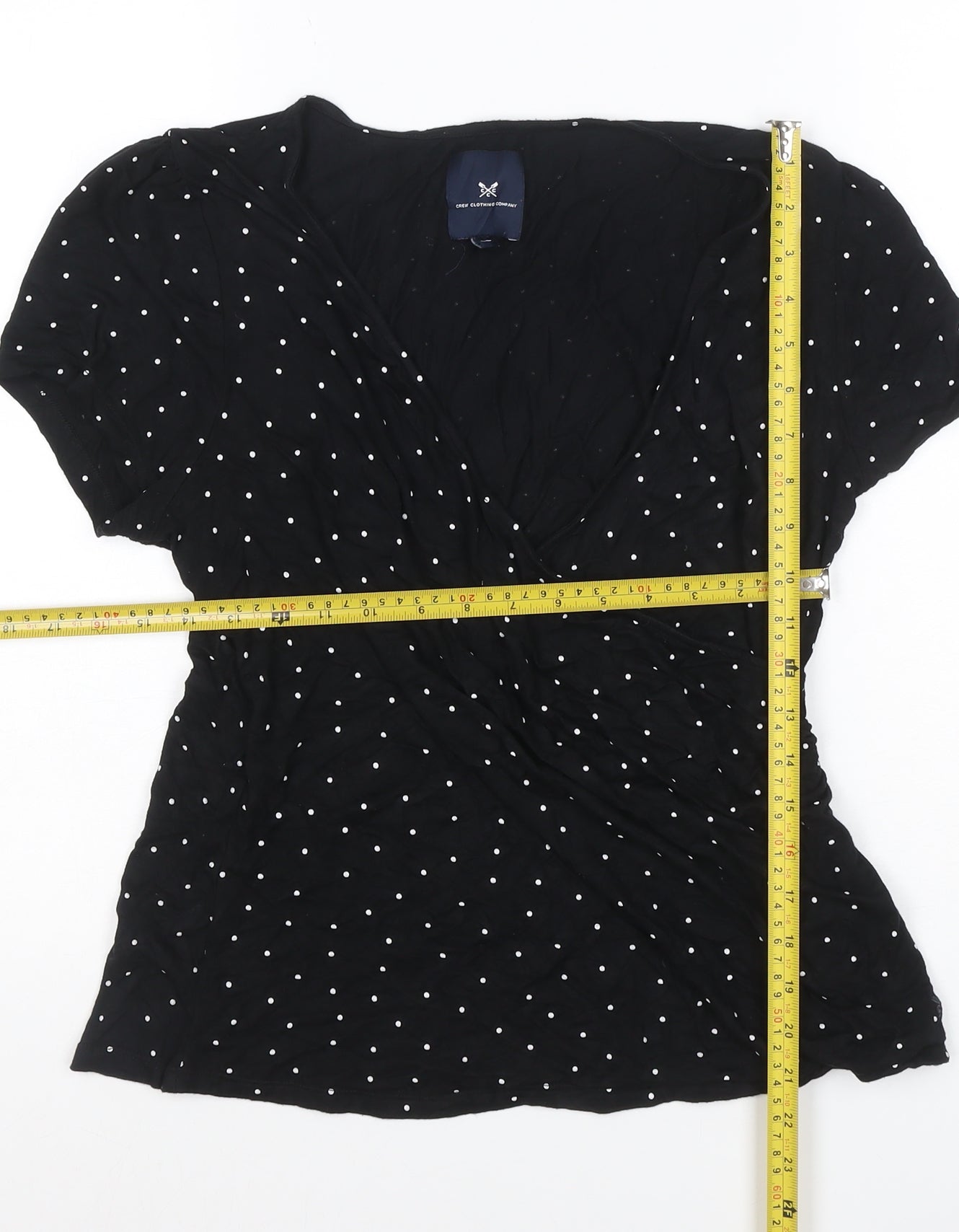 Crew Clothing Company Women Black Polka Dot Wrap Blouse Size 16