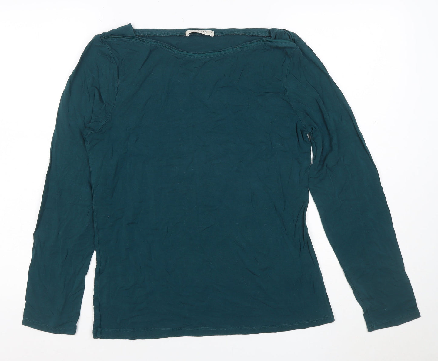 Oasis Women Green UK 14 Cowl Neck Long Sleeve Jersey Blouse