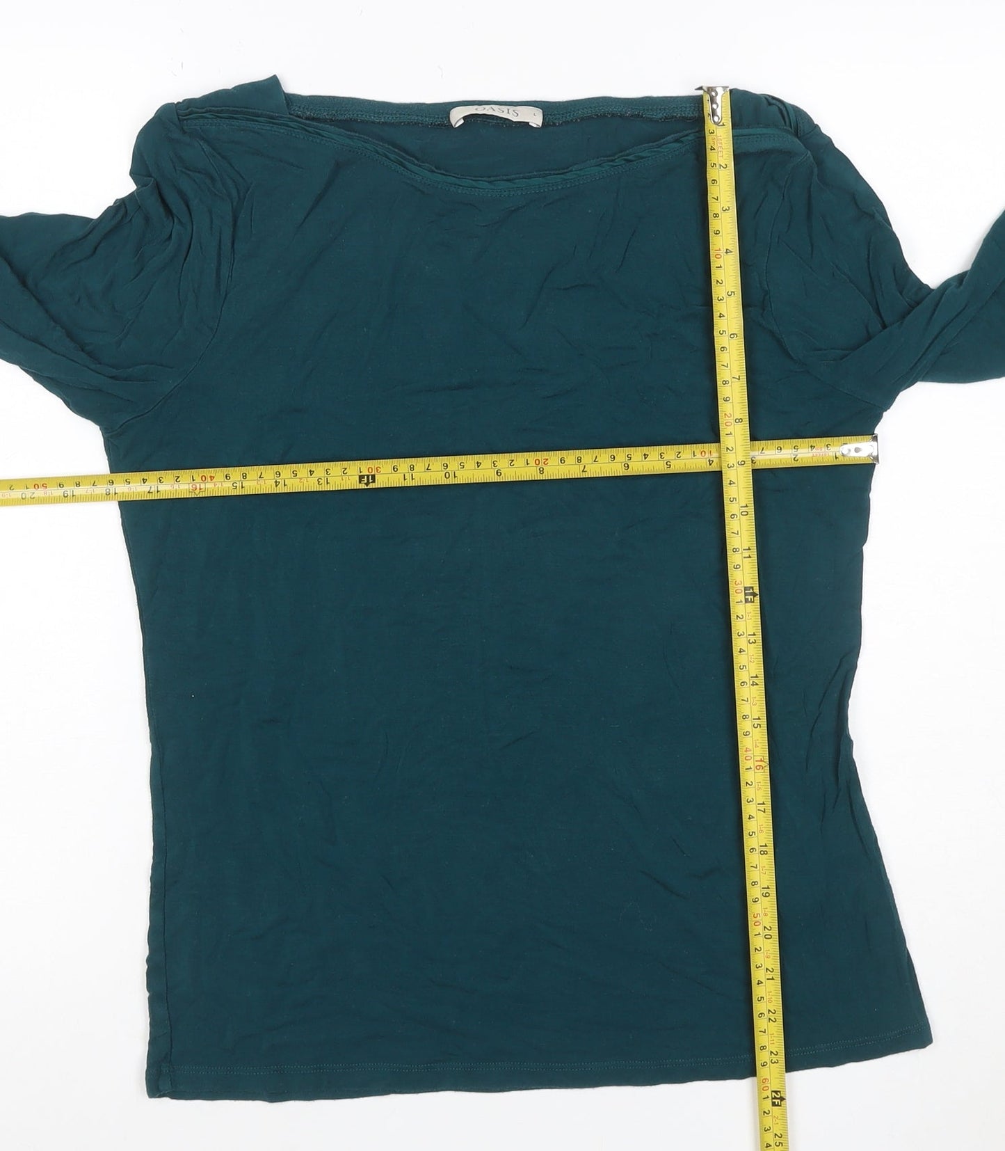 Oasis Women Green UK 14 Cowl Neck Long Sleeve Jersey Blouse