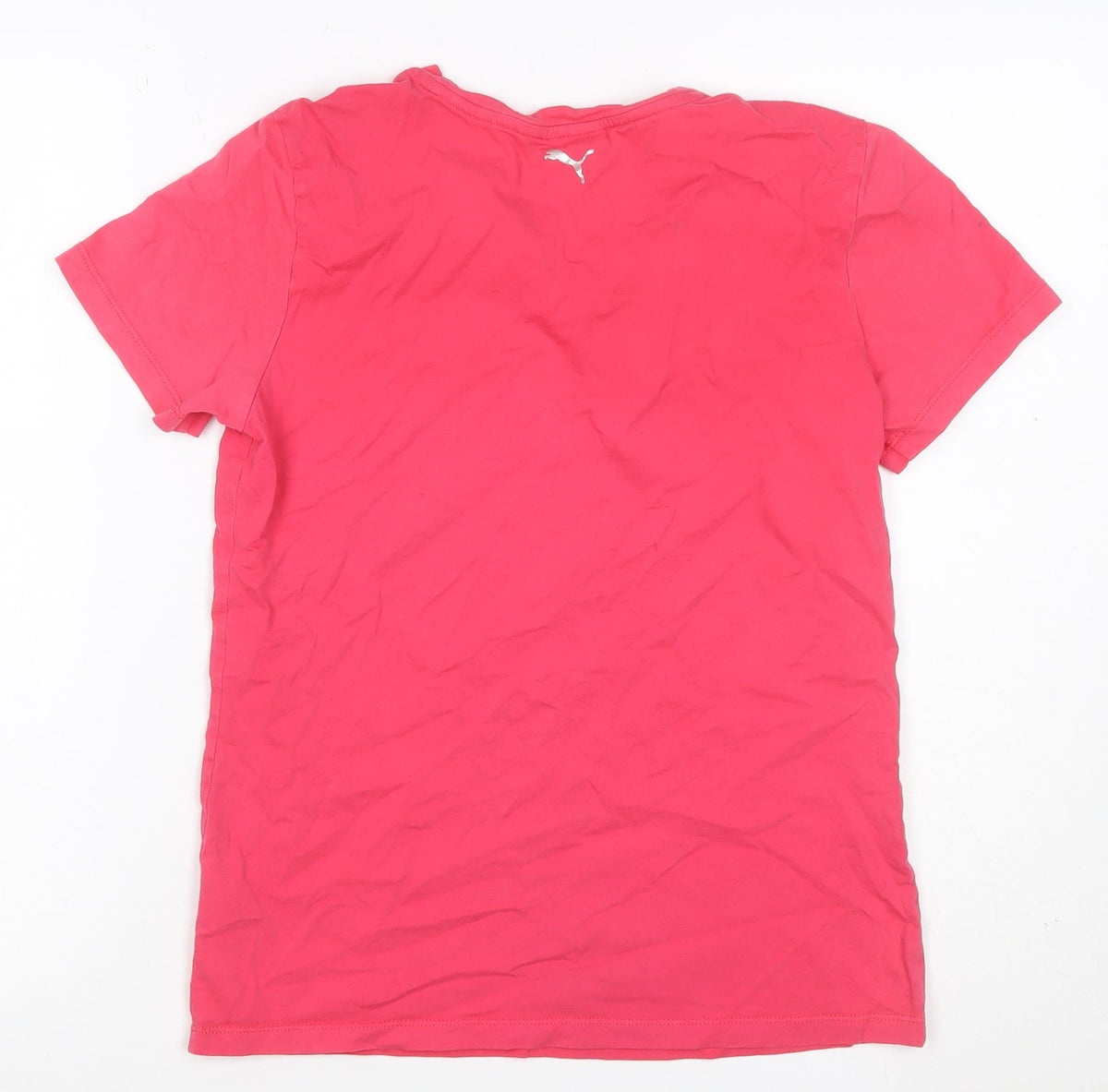 Puma Women’s Pink UK 14 Crew Neck Glitter Logo Short Sleeve T-Shirt