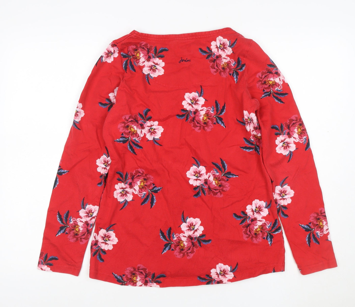 Joules Women Red UK 12 Floral Cotton Long Sleeve Jersey T-Shirt