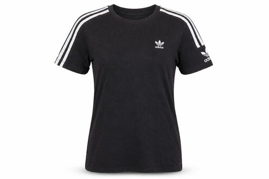 adidas Women Black UK 8 Basic 3 Stripe Crew Neck T-Shirt