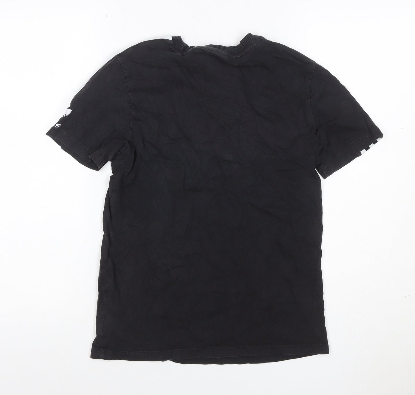 adidas Women Black UK 8 Basic 3 Stripe Crew Neck T-Shirt