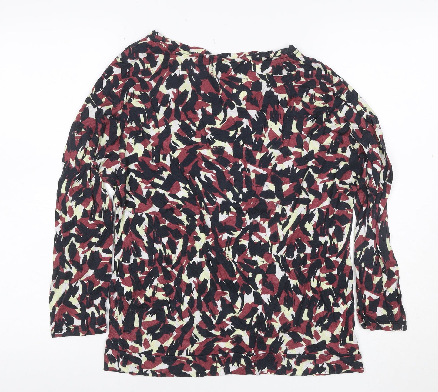 Reiss Women Multicoloured M Modal Abstract Print Long Sleeve Blouse Top