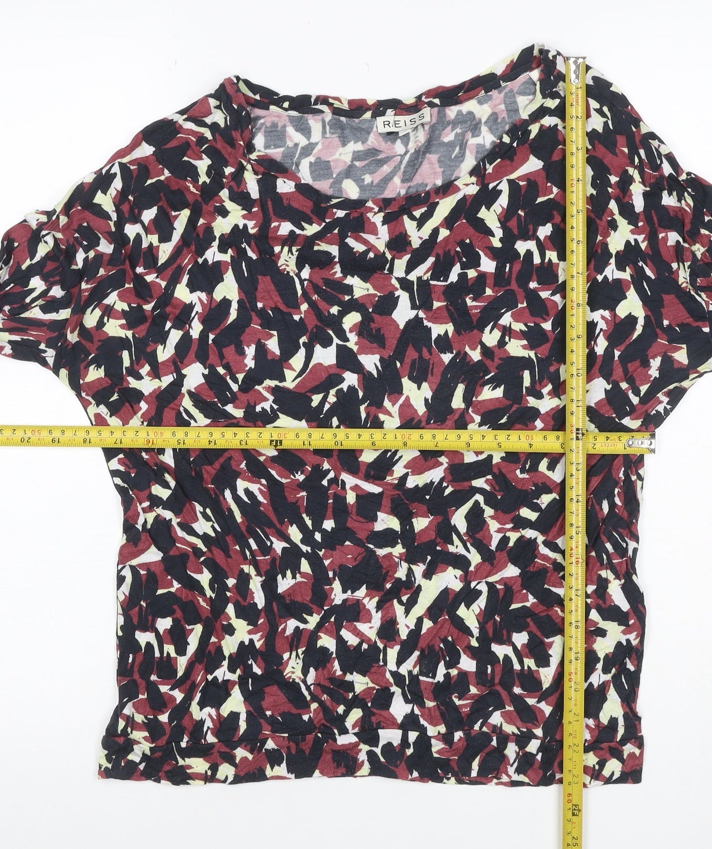 Reiss Women Multicoloured M Modal Abstract Print Long Sleeve Blouse Top