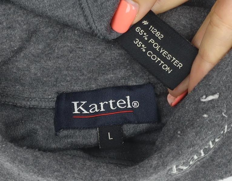 Kartel Women’s Grey L High Neck Pullover Sweatshirt Long Sleeve Logo