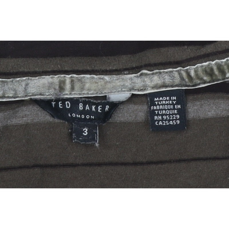 Additional view of Ted Baker Men’s Brown Striped Polo Shirt, size L, Short Sleeve