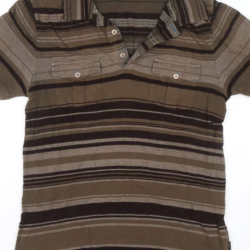 Additional view of Ted Baker Men’s Brown Striped Polo Shirt, size L, Short Sleeve
