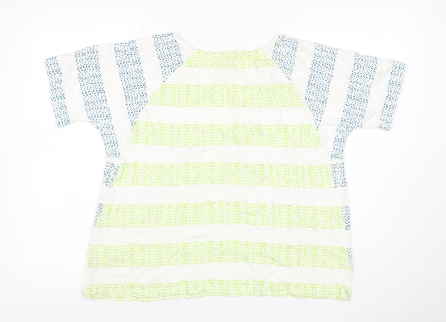 White Stuff Women Multicoloured UK 16 Linen Cotton Geometric Blouse