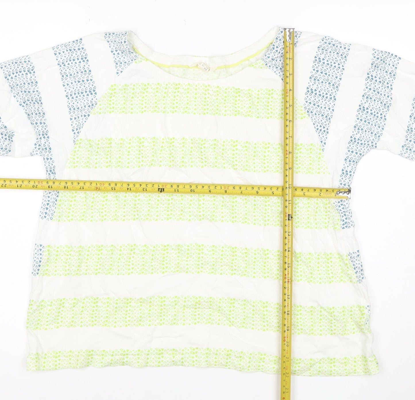 White Stuff Women Multicoloured UK 16 Linen Cotton Geometric Blouse