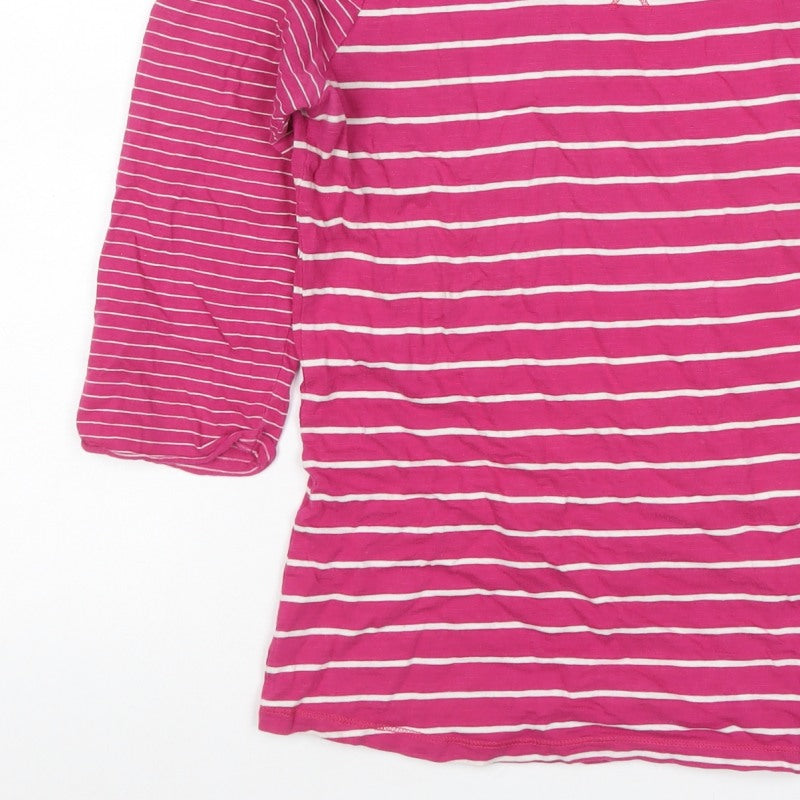 Fat Face Women’s Pink Striped Size 12 Jersey Long Sleeve Top