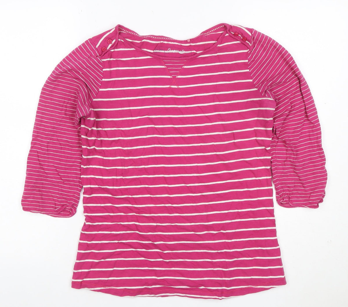 Fat Face Women’s Pink Striped Size 12 Jersey Long Sleeve Top