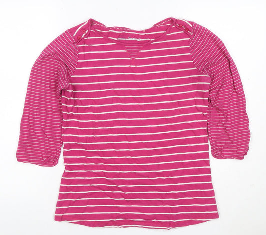 Fat Face Women’s Pink Striped Size 12 Jersey Long Sleeve Top