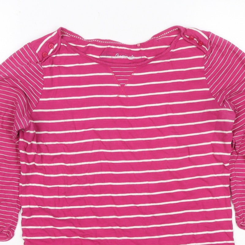 Fat Face Women’s Pink Striped Size 12 Jersey Long Sleeve Top