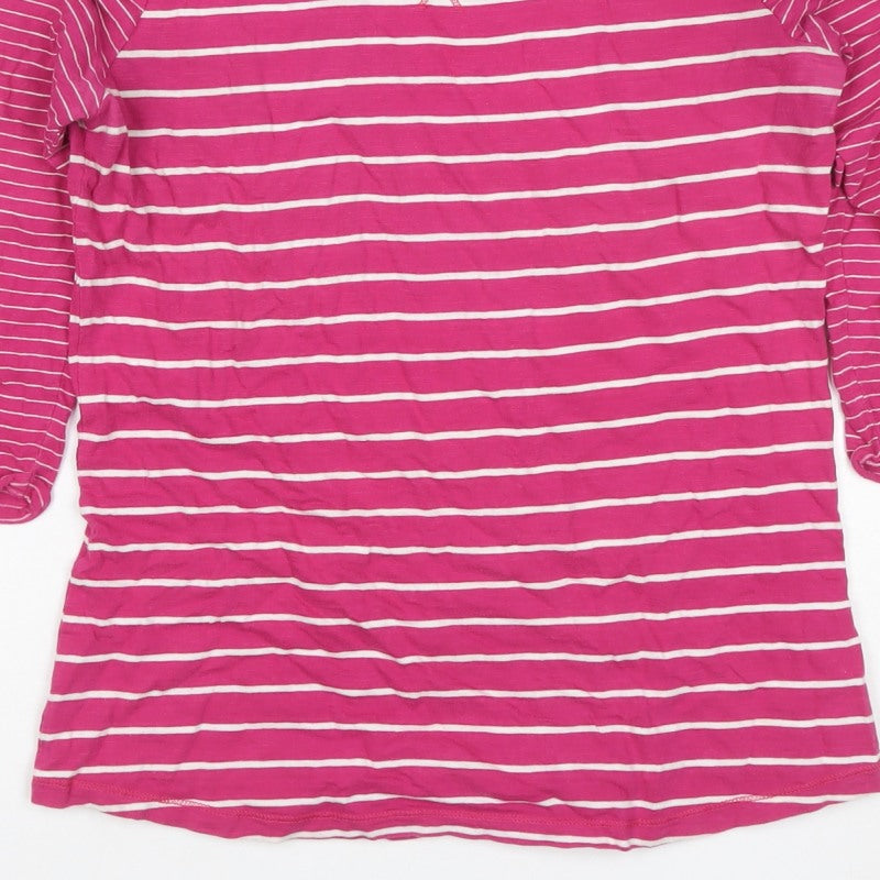 Fat Face Women’s Pink Striped Size 12 Jersey Long Sleeve Top