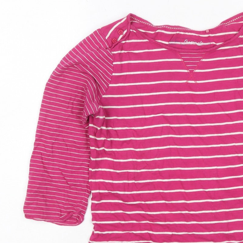 Fat Face Women’s Pink Striped Size 12 Jersey Long Sleeve Top