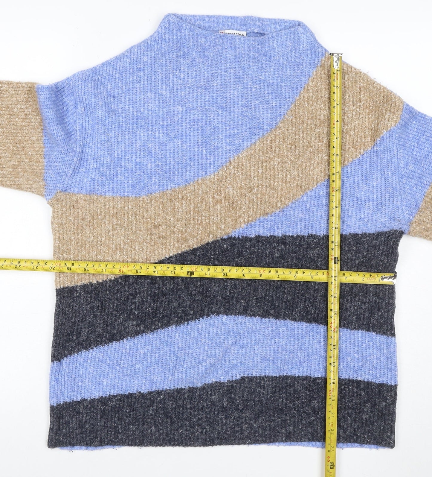 Street One Women’s Multicoloured UK 12 Chunky Knit Striped Jumper