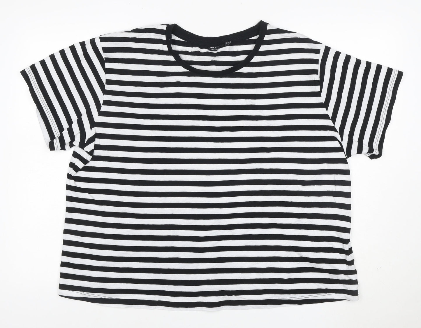 ASOS DESIGN Women’s Black White Striped Ringer T-Shirt UK 24