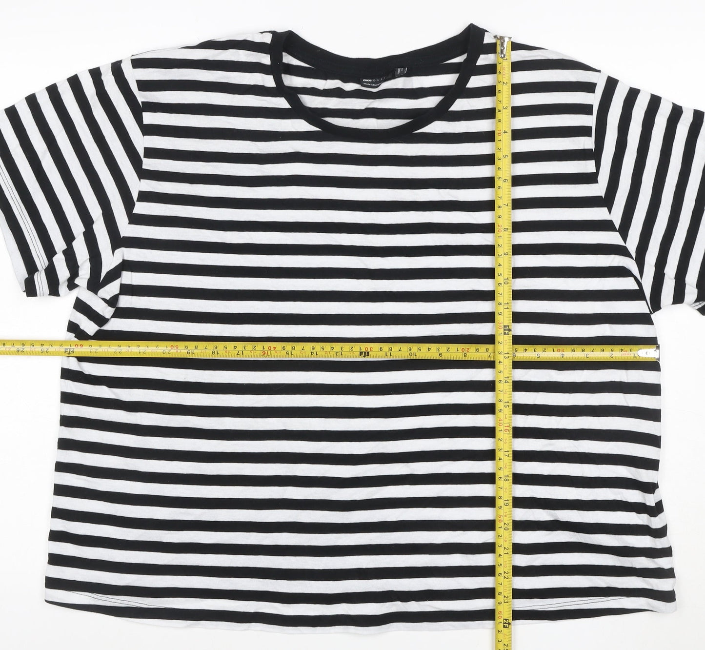 ASOS DESIGN Women’s Black White Striped Ringer T-Shirt UK 24