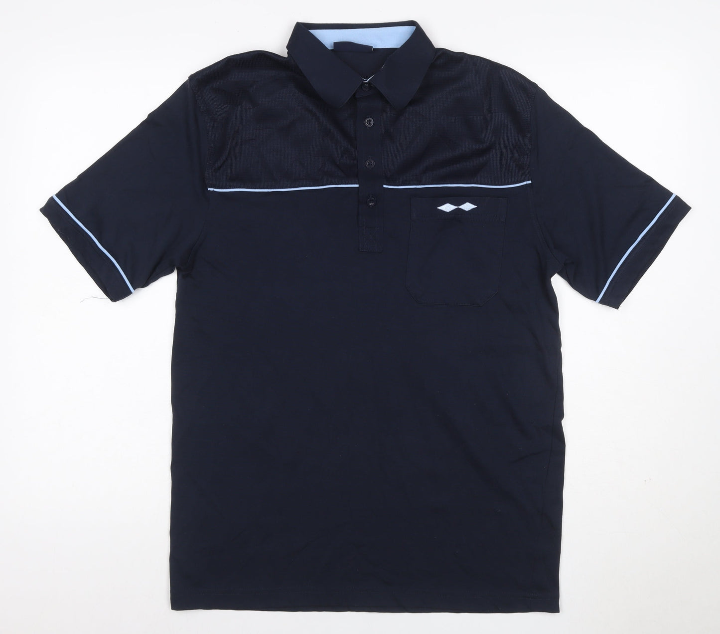 Tom Hagan Men’s Blue M Polo Shirt Mesh Panel Pocket Short Sleeve