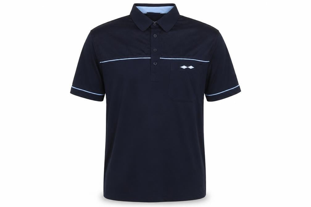 Tom Hagan Men’s Blue M Polo Shirt Mesh Panel Pocket Short Sleeve