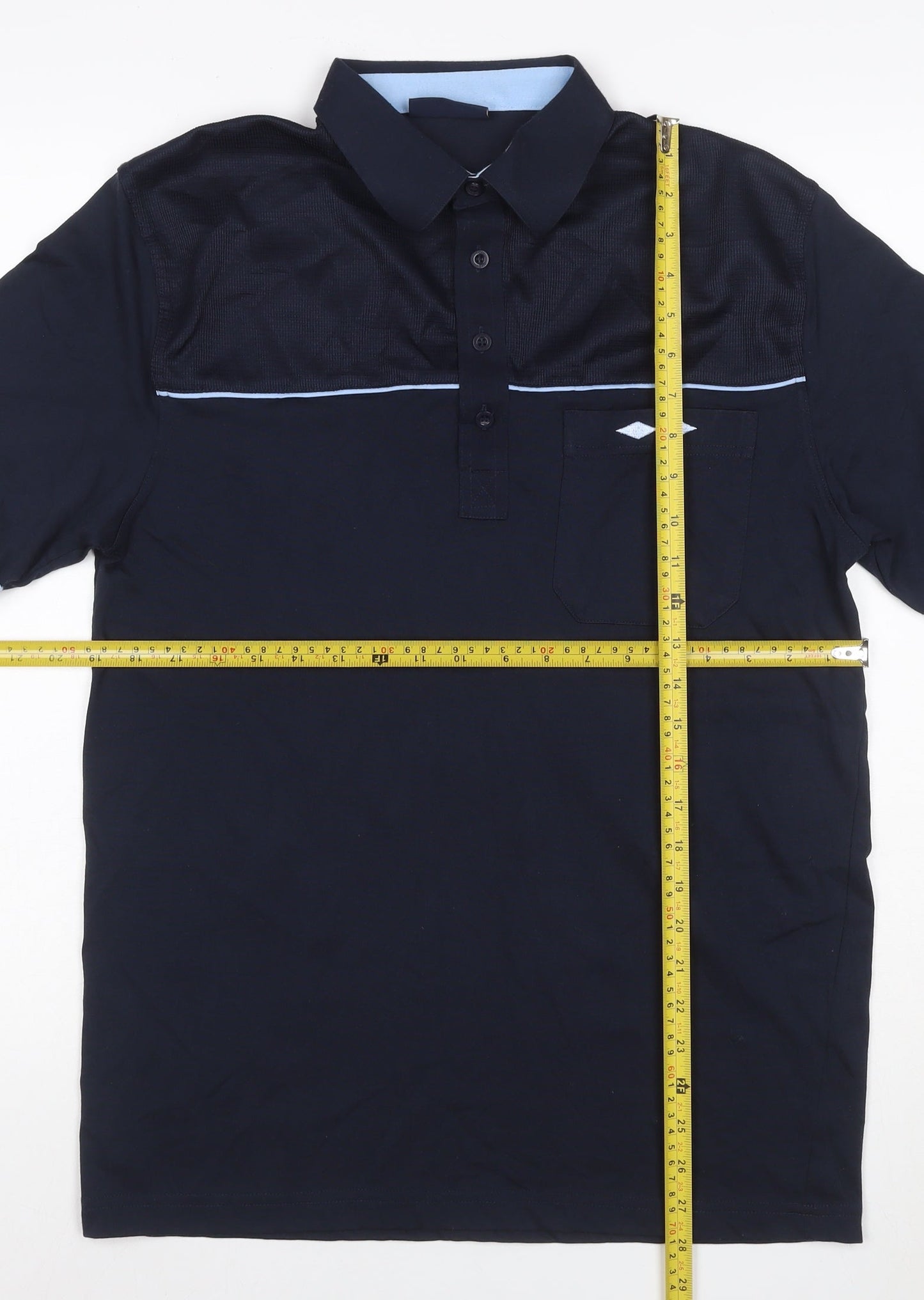 Tom Hagan Men’s Blue M Polo Shirt Mesh Panel Pocket Short Sleeve