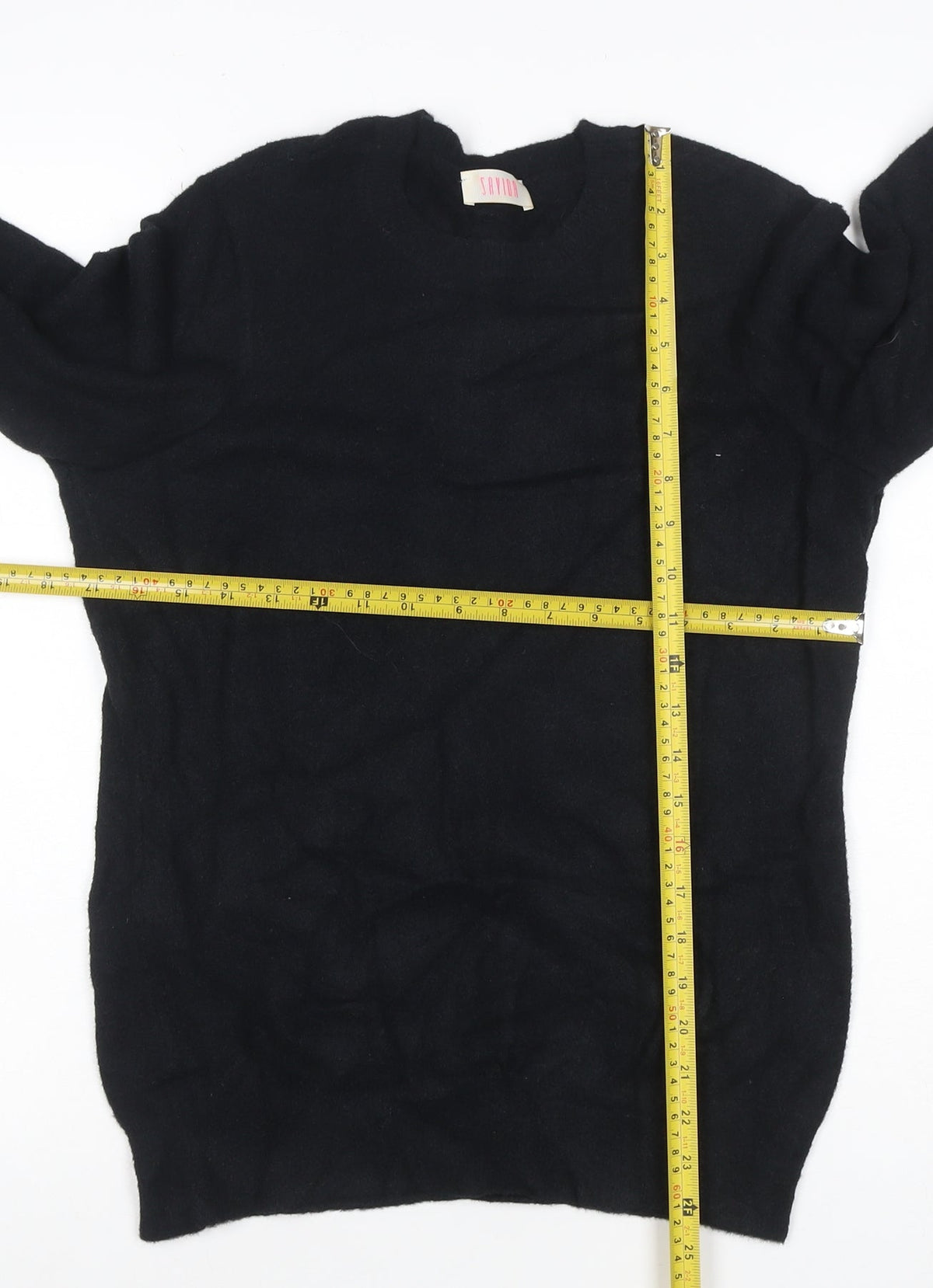 Saylor Women Black UK 12 Pearl Button Balloon Sleeve Knit Jumper
