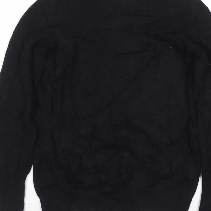 Saylor Women Black UK 12 Pearl Button Balloon Sleeve Knit Jumper