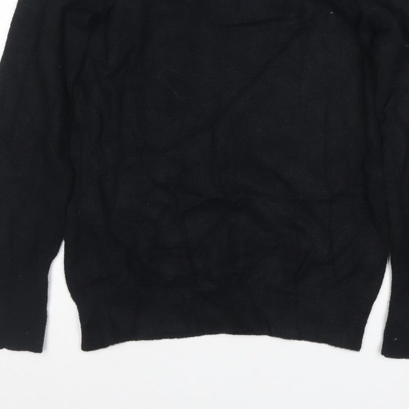 Saylor Women Black UK 12 Pearl Button Balloon Sleeve Knit Jumper