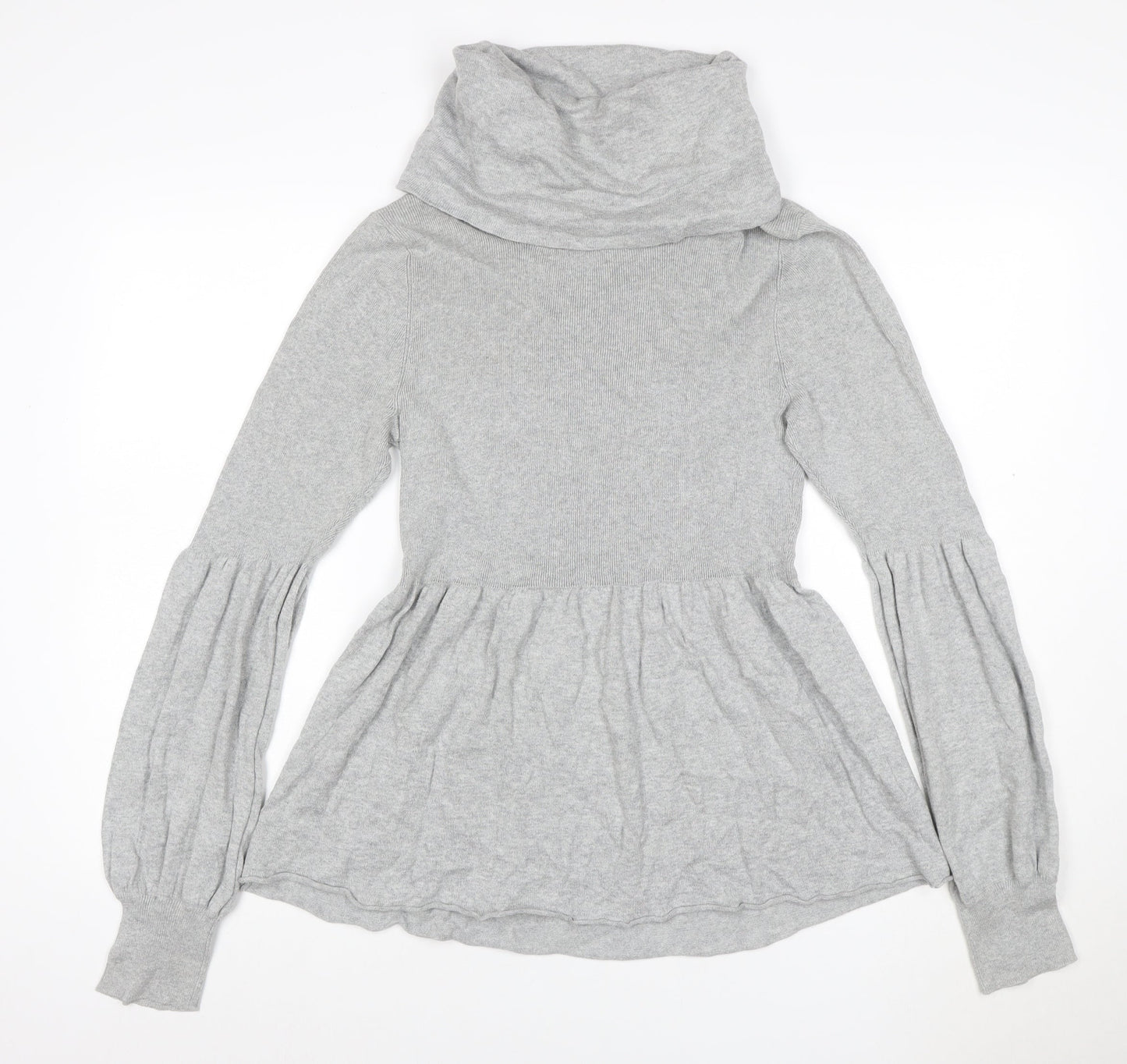 CHIC Women Grey L Knit Cowl Neck Fit & Flare Short Jumper Dress