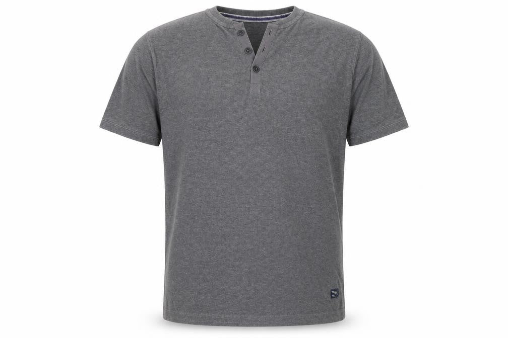 Marks & Spencer Men Grey Large Henley Short Sleeve Cotton Polo Shirt