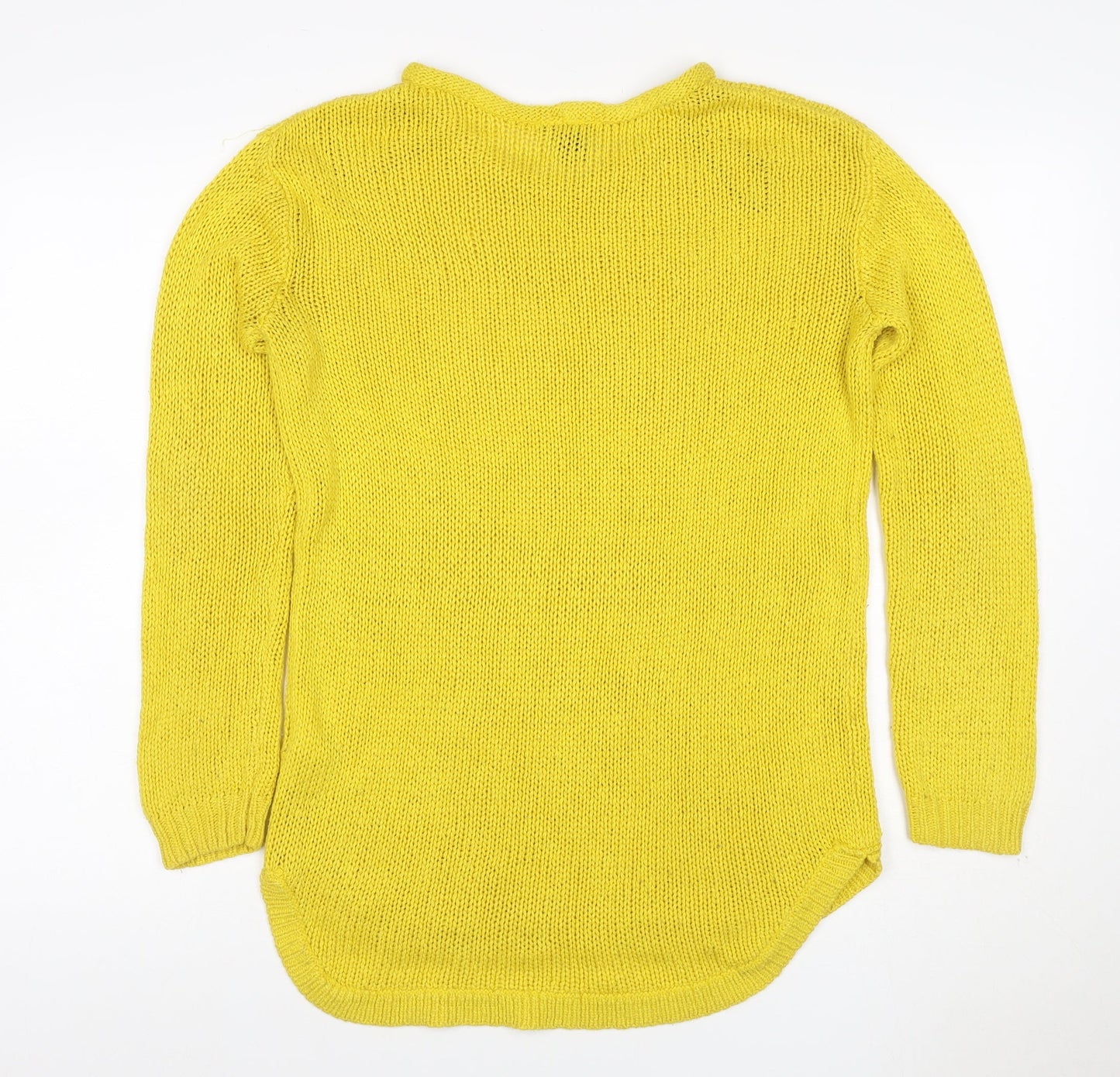 H&M Women Yellow S Chunky Knit Long Sleeve Round Neck Tunic Jumper